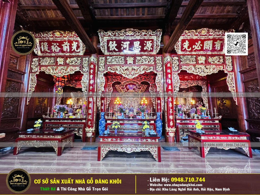 Nội Thất Nhà Gỗ 3 Gian Lim Họ Nguyễn – Nhà Gỗ Đăng Khôi