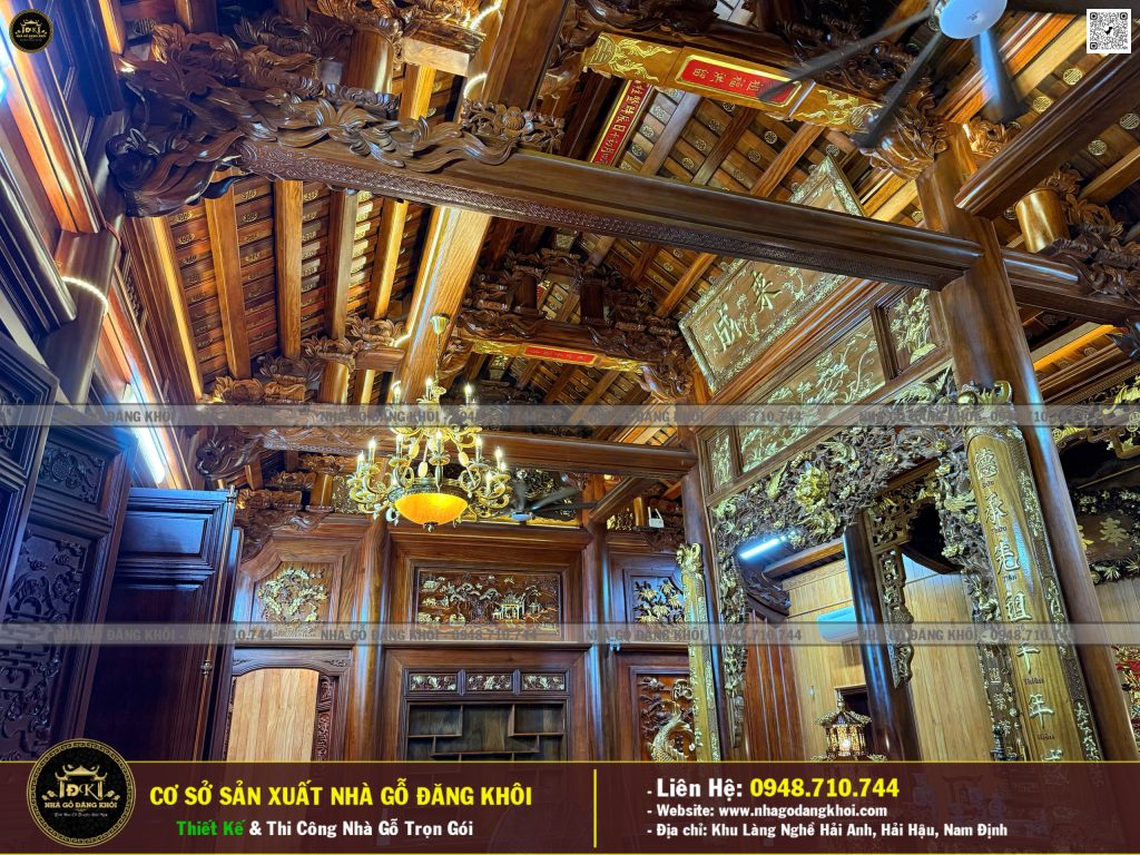 Nội Thất Nhà Gỗ 5 Gian Lim Nam Phi Thi Công Tại Nam Định