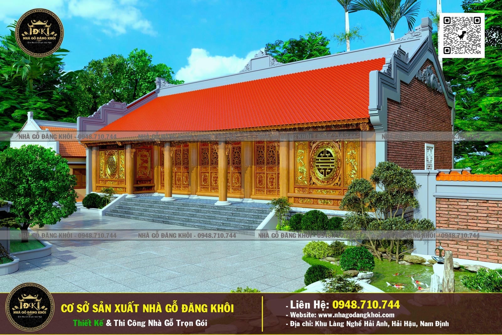 Nhà Gỗ 5 Gian Lim Nam Phi Tại Vụ Bản – Nhà Gỗ Đăng Khôi