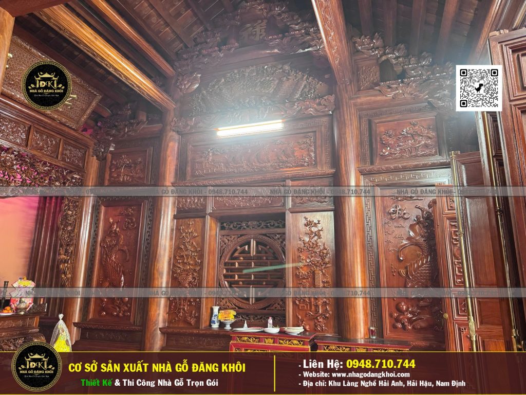 Nội Thất Nhà Gỗ 3 Gian 1 Hậu Cung Lim Nam Phi ,Nhà Thờ Họ Phan Nhà Gỗ Đăng khôi