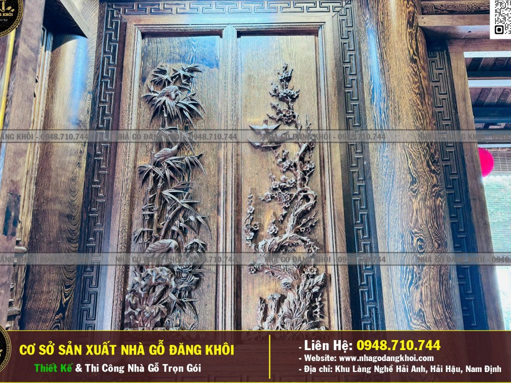 Nội Thất Nhà Gỗ 3 Gian 4 Mái Đao Gỗ Mun Đuôi Công Tại Bình Dương !
