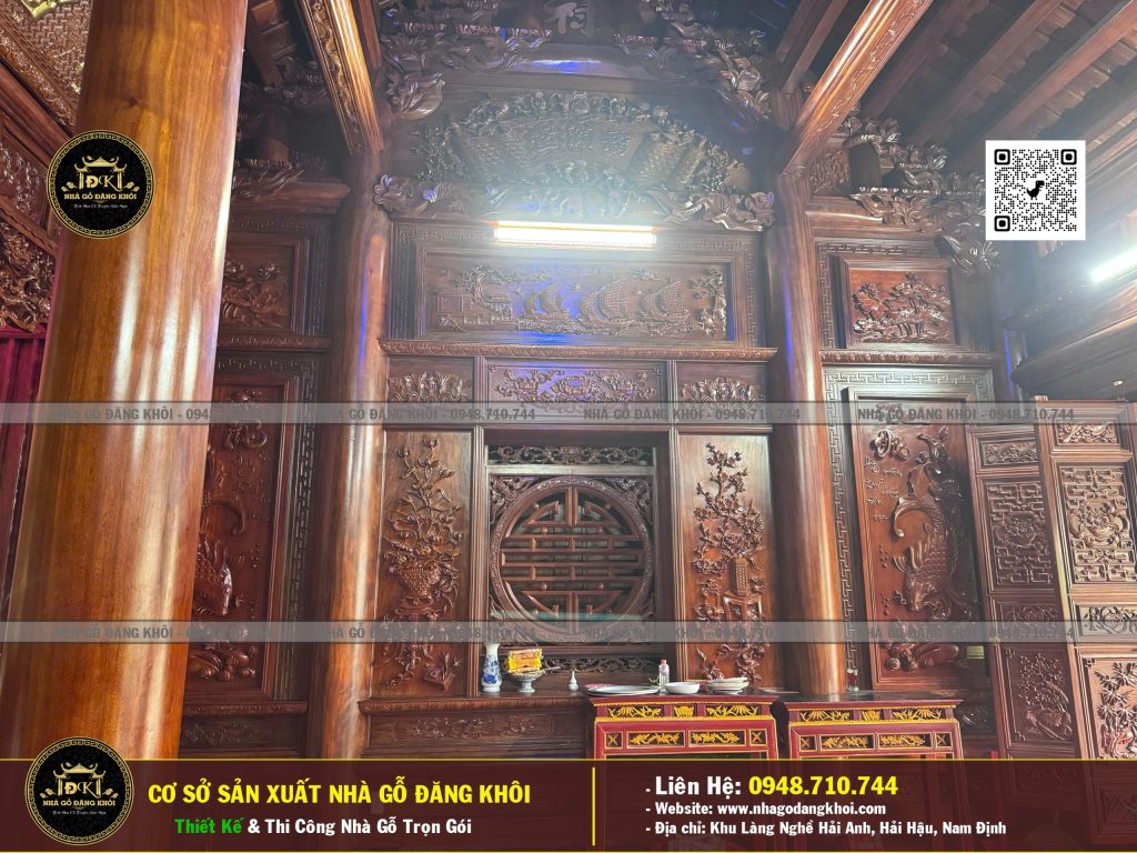 Nội Thất Nhà Gỗ 3 Gian 1 Hậu Cung Lim Nam Phi ,Nhà Thờ Họ Phan Nhà Gỗ Đăng khôi