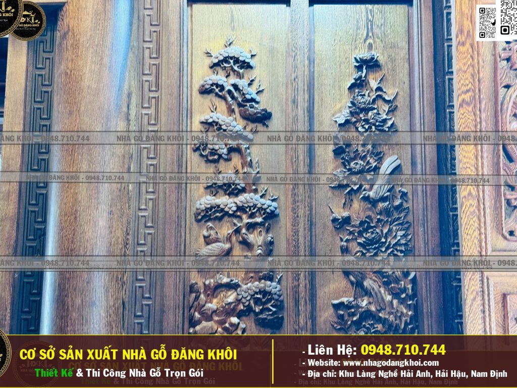 Nội Thất Nhà Gỗ 3 Gian 4 Mái Đao Gỗ Mun Đuôi Công Tại Bình Dương !