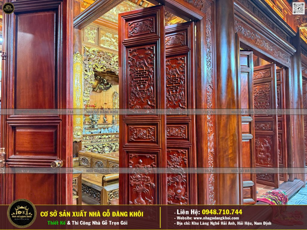 Nội Thất Nhà Gỗ 5 Gian Lim Nam Phi Thi Công Tại Nam Định