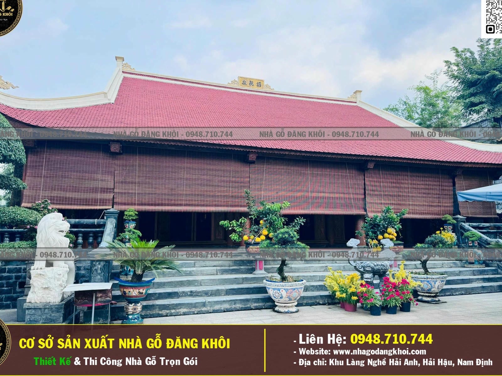 Thi Công Nhà Gỗ 3 Gian Mái Đao Gỗ Mun Đuôi Công