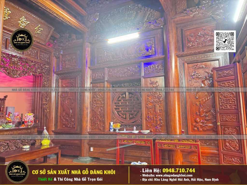Nội Thất Nhà Gỗ 3 Gian 1 Hậu Cung Lim Nam Phi ,Nhà Thờ Họ Phan Nhà Gỗ Đăng khôi