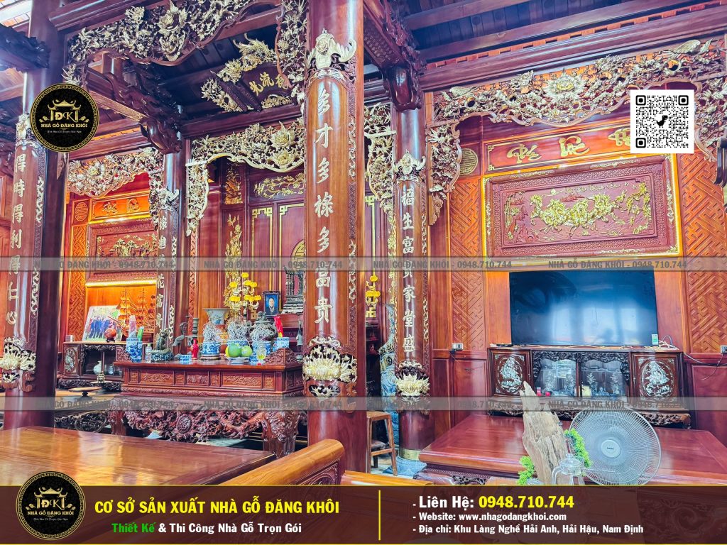 Nội Thất Nhà Gỗ 5 Gian Lim Lào – Nhà Gỗ Đăng Khôi