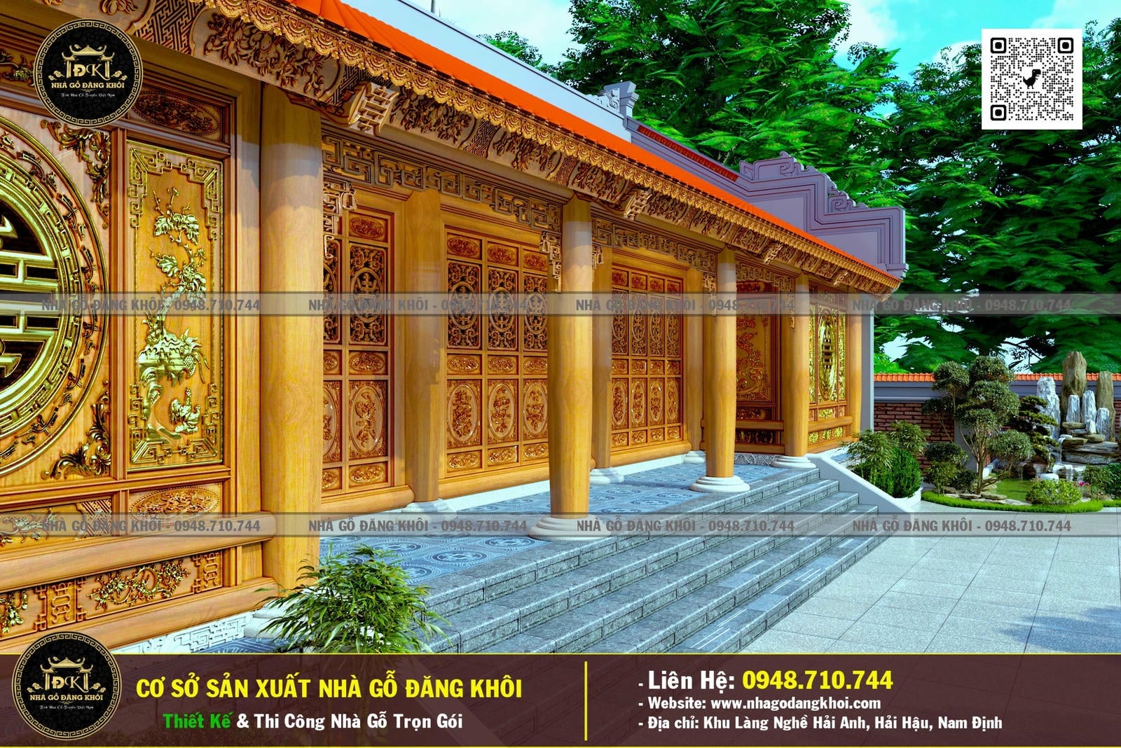 Dự án Nhà gỗ 5 gian Lim Nam Phi tại Vụ Bản