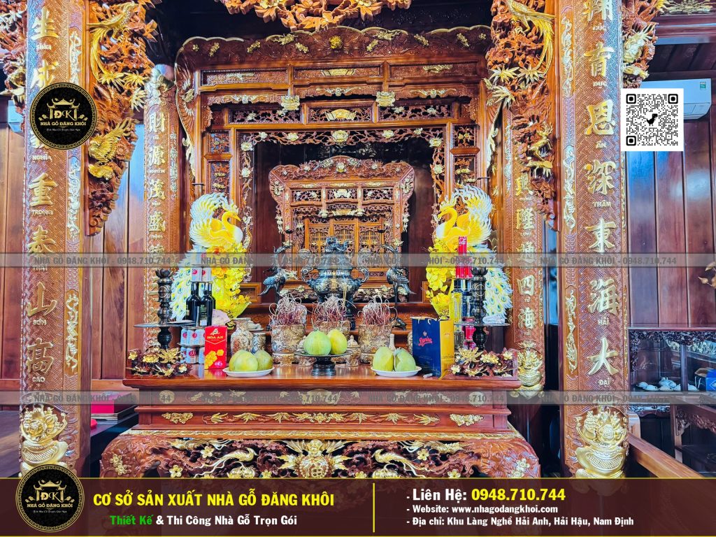 Nội Thất Nhà Gỗ 3 Gian Căm Xe Lào – Nhà Gỗ Đăng Khôi