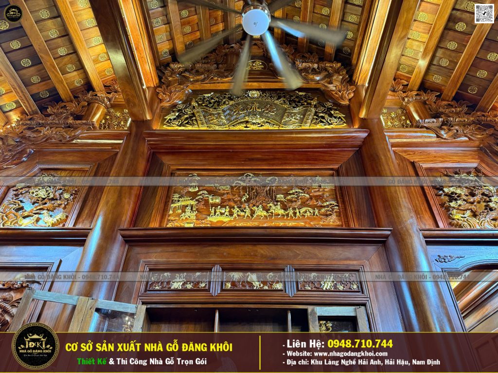 Nội Thất Nhà Gỗ 5 Gian Lim Nam Phi Thi Công Tại Nam Định