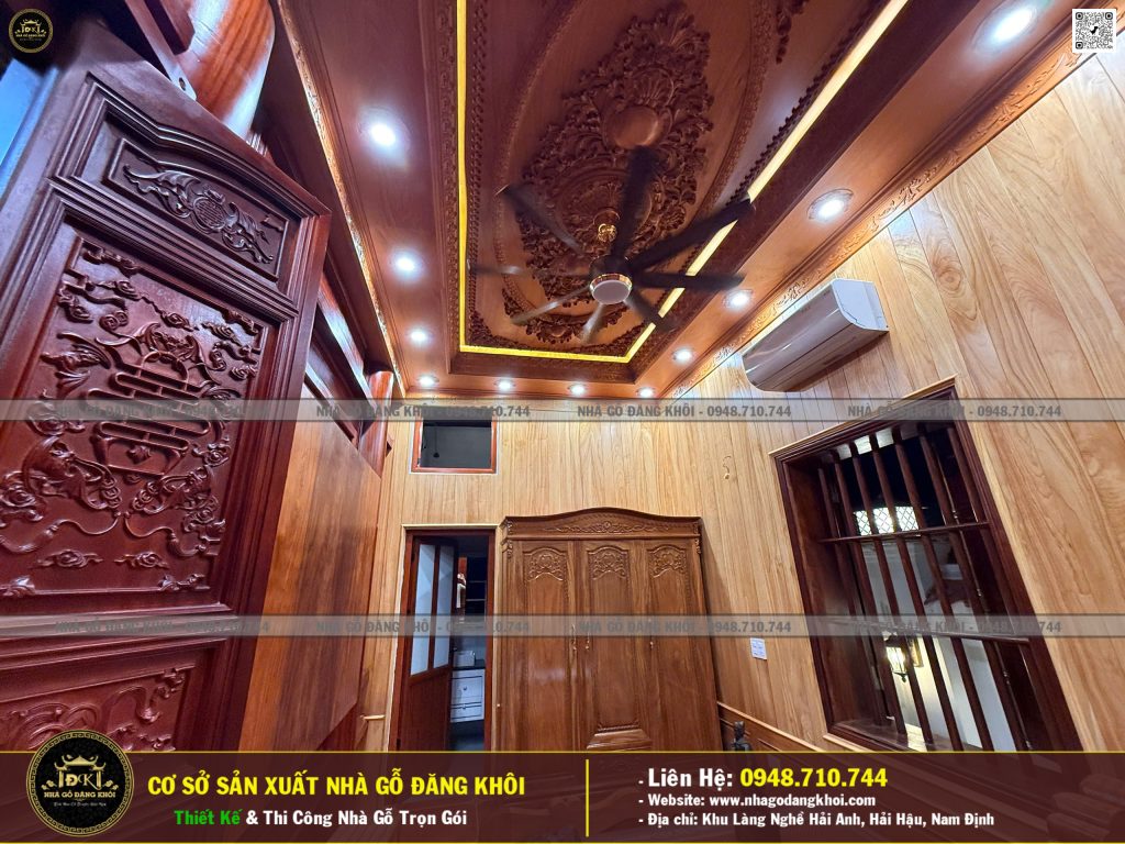Nội Thất Nhà Gỗ 5 Gian Lim Nam Phi Thi Công Tại Nam Định