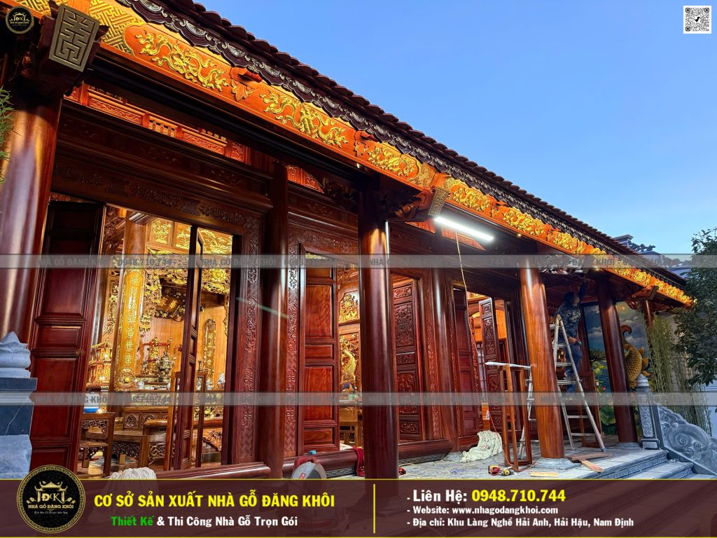 Nội Thất Nhà Gỗ 5 Gian Lim Nam Phi Thi Công Tại Nam Định