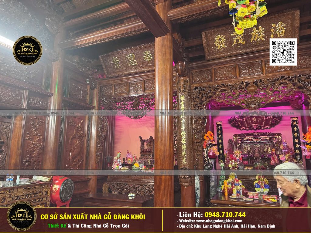 Nội Thất Nhà Gỗ 3 Gian 1 Hậu Cung Lim Nam Phi ,Nhà Thờ Họ Phan Nhà Gỗ Đăng khôi