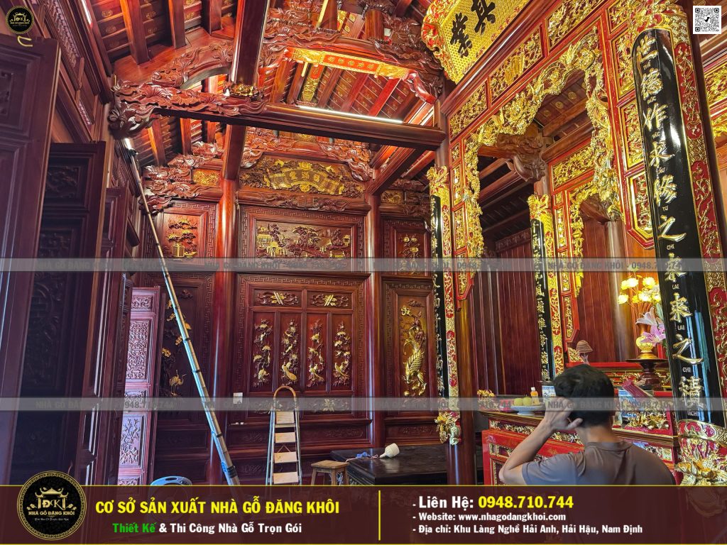Nội Thất Nhà Gỗ 3 Gian Lim Nam Phi Thi Công Tại Thường Tín, Hà Nội!