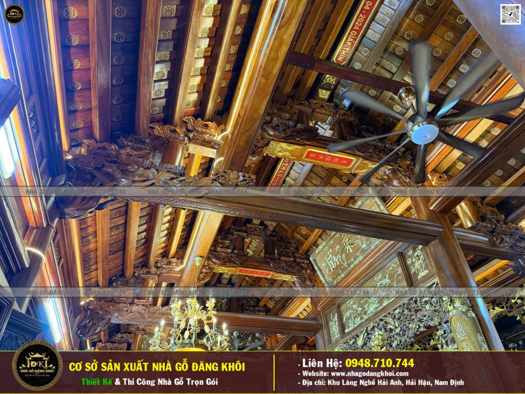 Nội Thất Nhà Gỗ 5 Gian Lim Nam Phi Thi Công Tại Nam Định