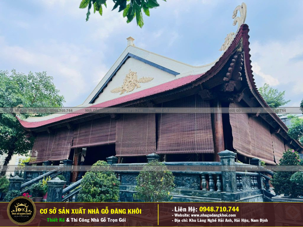 Thi Công Nhà Gỗ 5 GIAN Mái Đao Đuôi Mun Tại Bình Dương