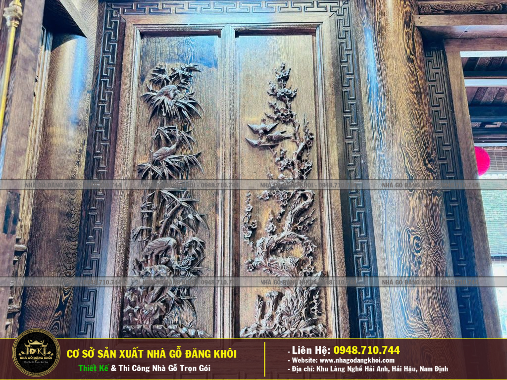 Nội Thất Nhà Gỗ 5 Gian Mái Đao Gỗ  Mun Đuôi Công  Thi Công Tại Bình Dương
