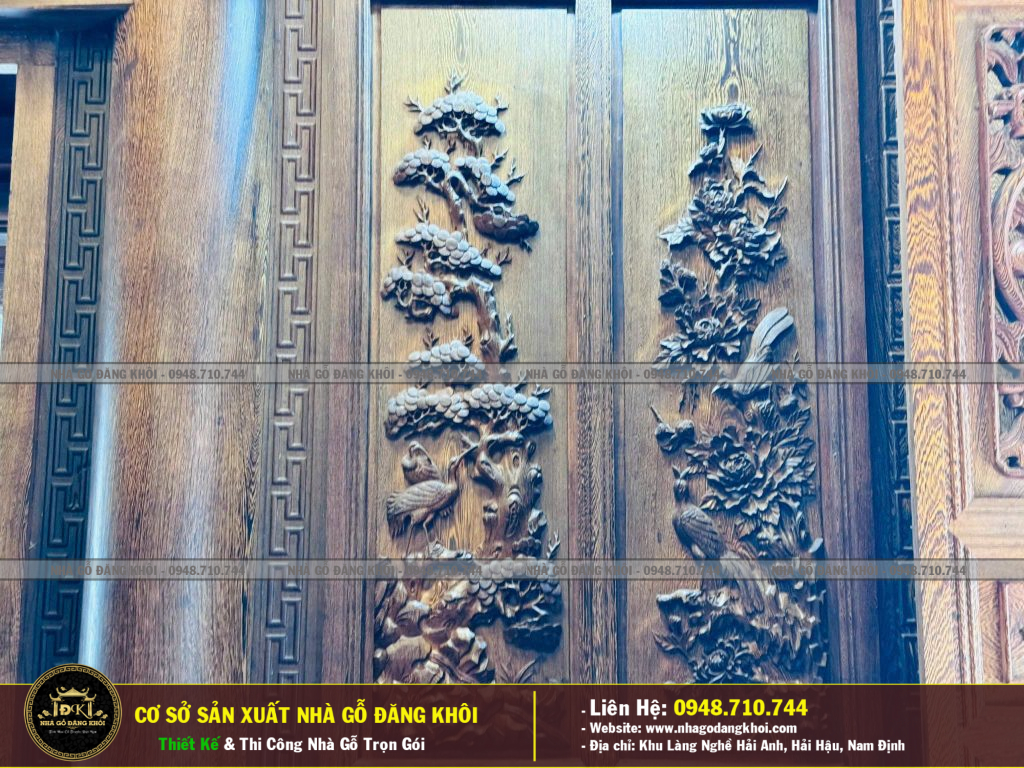 Nội Thất Nhà Gỗ 5 Gian Mái Đao Gỗ  Mun Đuôi Công  Thi Công Tại Bình Dương