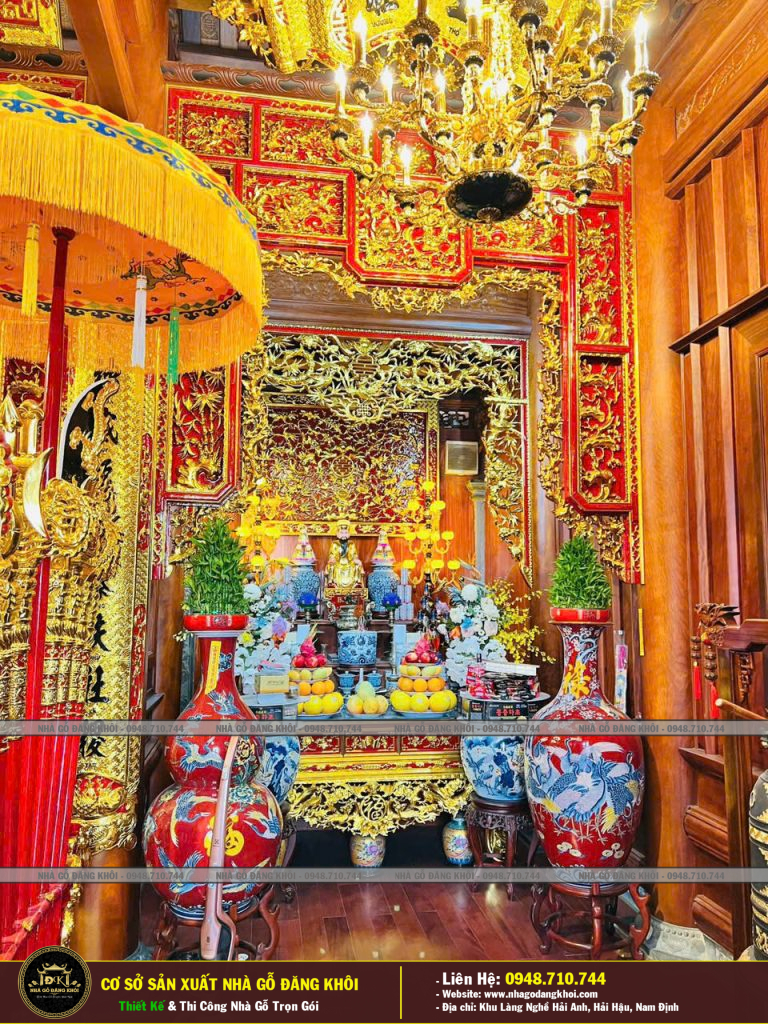 Nhà Chùa Gỗ 3 Gian 4 Mái Đao Gỗ Lim Nam Phi