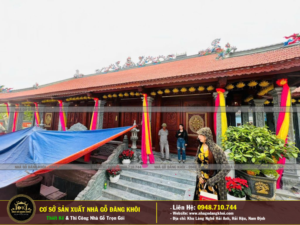 Nhà Chùa Gỗ 3 Gian 4 Mái Đao Gỗ Lim Nam Phi