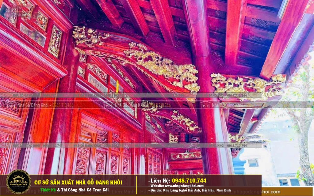 Nhà Gỗ 3 Gian Căm Xe Lào Vô Cùng Đẹp Thi Công Tại Nam Định