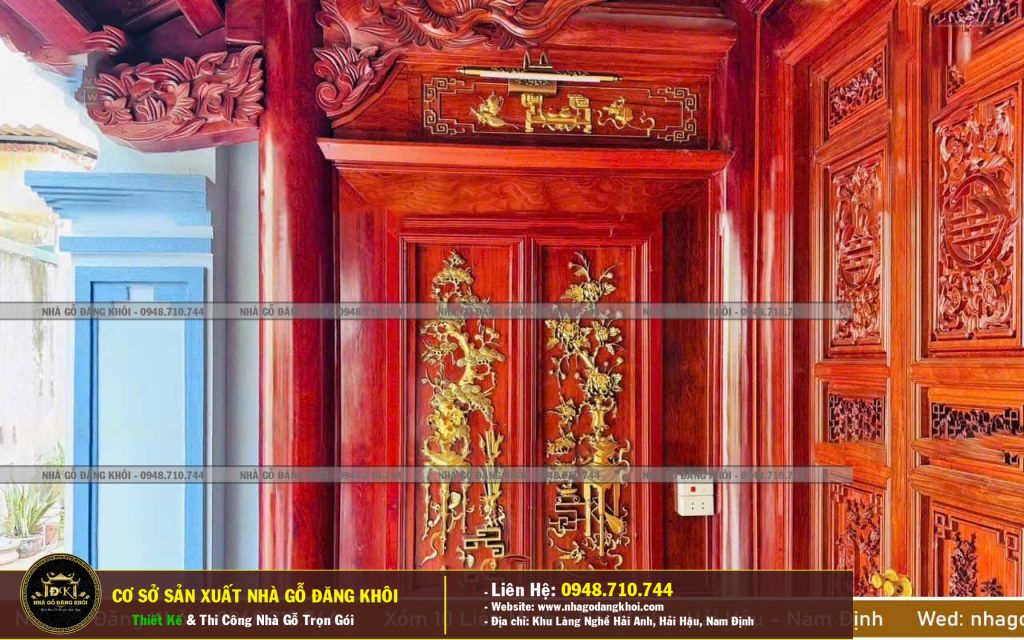 Nhà Gỗ 3 Gian Căm Xe Lào Vô Cùng Đẹp Thi Công Tại Nam Định