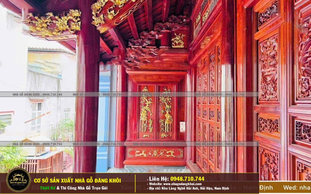 Nhà Gỗ 3 Gian Căm Xe Lào Vô Cùng Đẹp Thi Công Tại Nam Định
