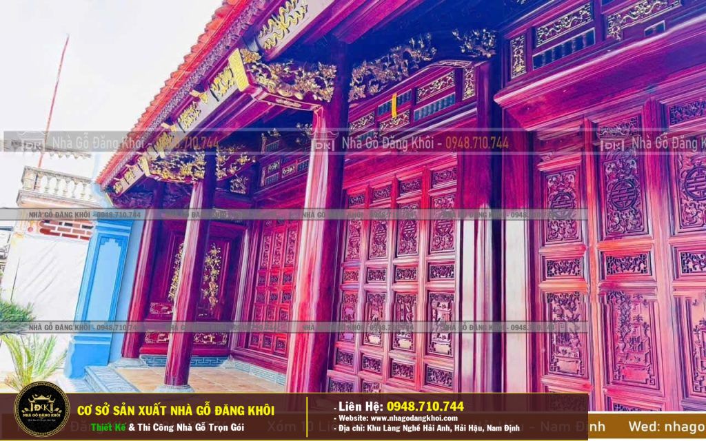 Nhà Gỗ 3 Gian Căm Xe Lào Vô Cùng Đẹp Thi Công Tại Nam Định