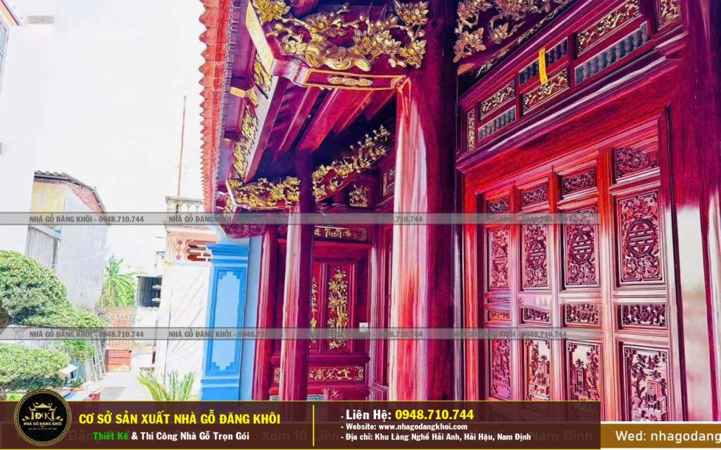 Nhà Gỗ 3 Gian Căm Xe Lào Vô Cùng Đẹp Thi Công Tại Nam Định