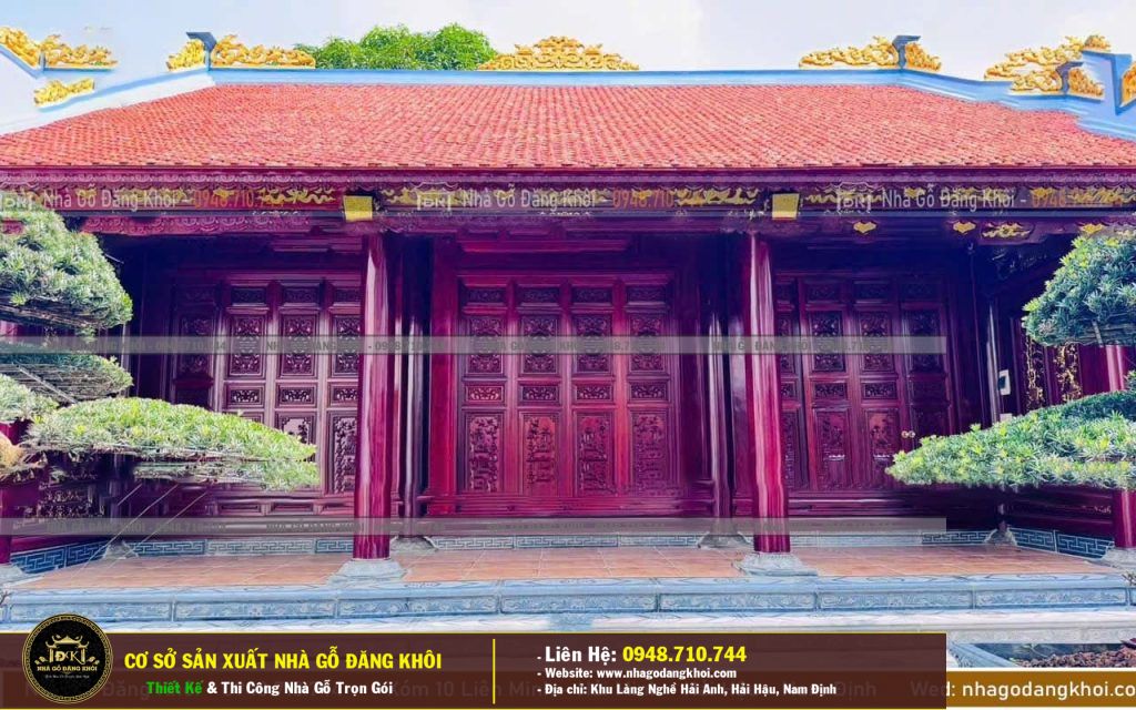 Nhà Gỗ 3 Gian Căm Xe Lào Vô Cùng Đẹp Thi Công Tại Nam Định