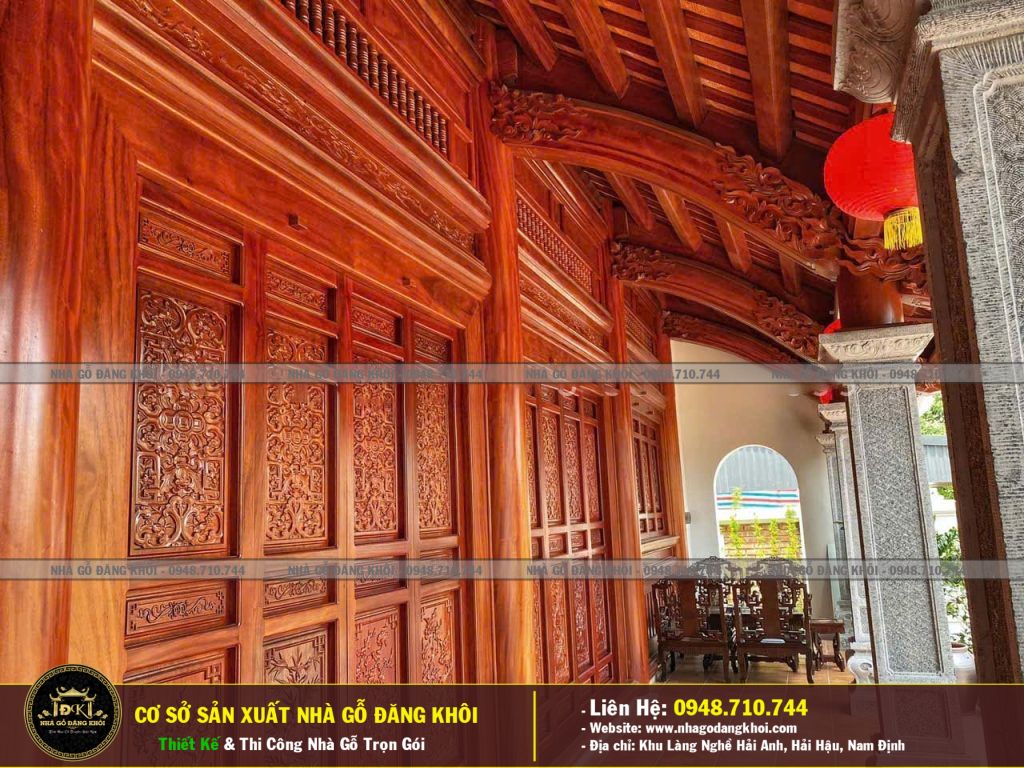 Khuân Viên  Nhà Gỗ 5 Gian Lim Lam Phi Hiên Thông Tại Bắc Giang – Nhà Gỗ Đăng Khôi