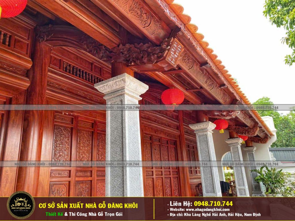 Khuân Viên  Nhà Gỗ 5 Gian Lim Lam Phi Hiên Thông Tại Bắc Giang – Nhà Gỗ Đăng Khôi