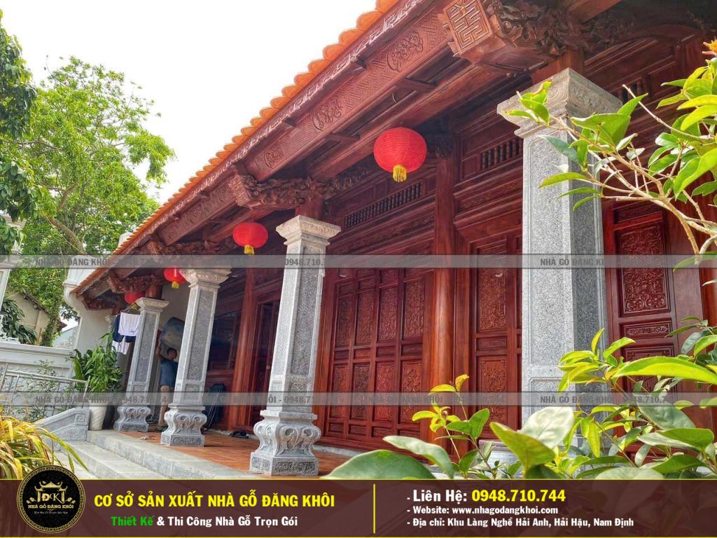 Khuân Viên  Nhà Gỗ 5 Gian Lim Lam Phi Hiên Thông Tại Bắc Giang – Nhà Gỗ Đăng Khôi