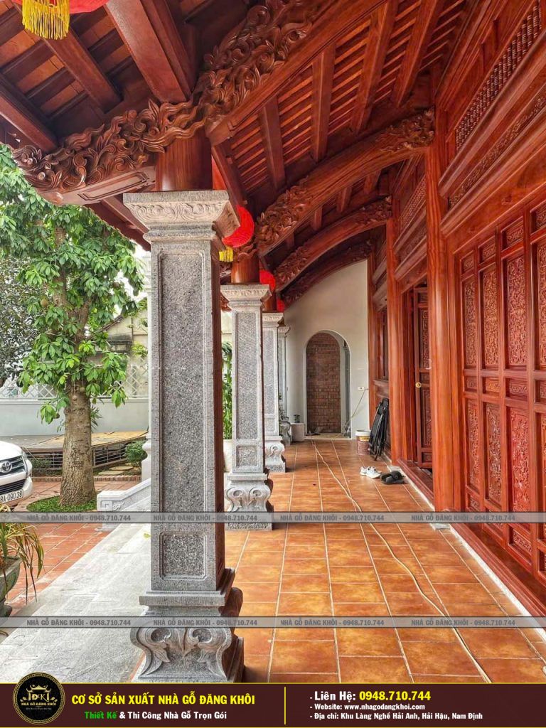 Khuân Viên  Nhà Gỗ 5 Gian Lim Lam Phi Hiên Thông Tại Bắc Giang – Nhà Gỗ Đăng Khôi