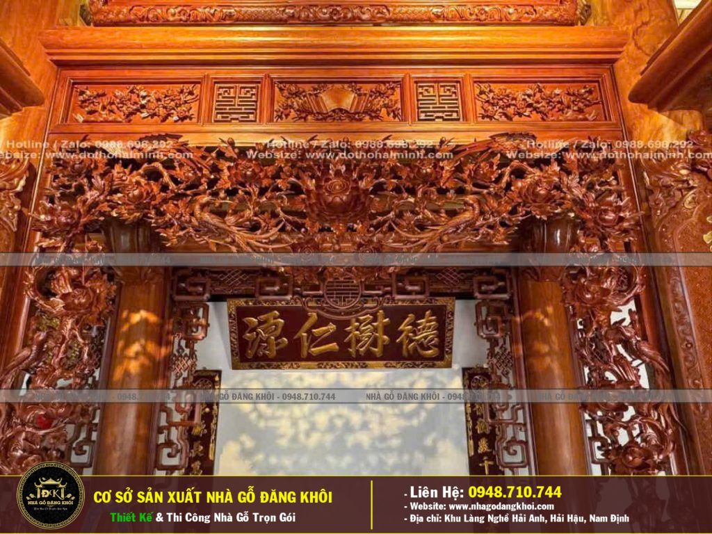 NỘI THẤT NHÀ GỖ 3 GIAN LIM NAM PHI -NHÀ GỖ ĐĂNG KHÔI