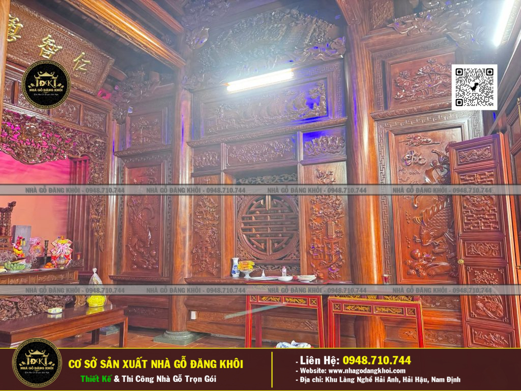 Nội Thất Nhà Gỗ 3 Gian 1 Hậu Cung Lim Nam Phi , Nhà THờ Họ Phan