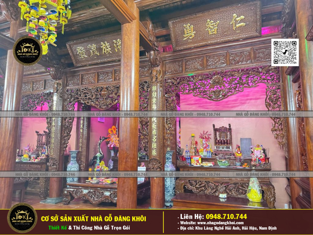Nội Thất Nhà Gỗ 3 Gian 1 Hậu Cung Lim Nam Phi , Nhà THờ Họ Phan