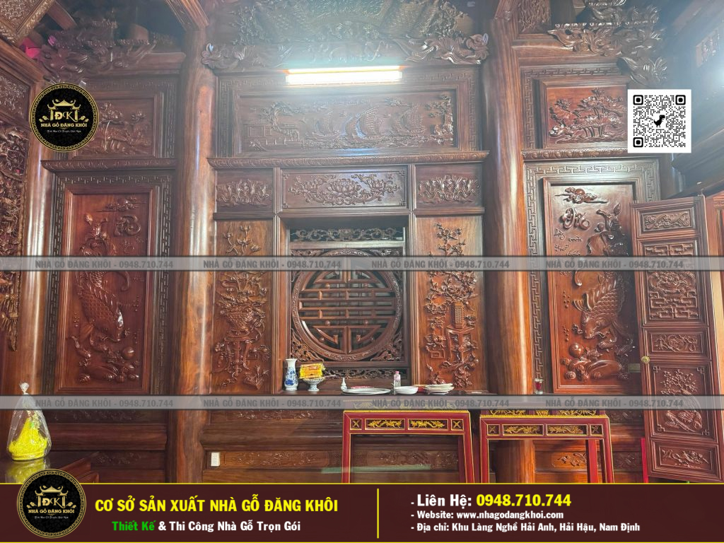 Nội Thất Nhà Gỗ 3 Gian 1 Hậu Cung Lim Nam Phi , Nhà THờ Họ Phan