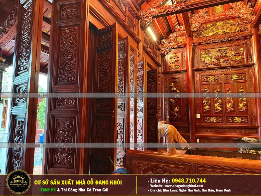Nội Thất Nhà Gỗ 3 Gian Lim Nam Phi Thi Công Tại Thường Tín, Hà Nội!