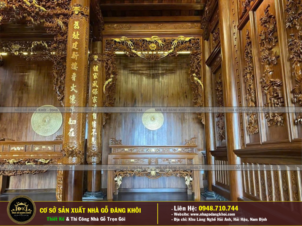 Nội Thất Nhà Gỗ 3 Gian Lim Nam Phi Tại Hưng Yên – Nhà Gỗ Đăng Khôi