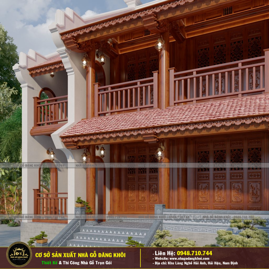 THIẾT KẾ THI CÔNG NHÀ GỖ TẦNG 2 LIM NAM PHI  TẠI THANH HÓA – NHÀ GỖ ĐĂNG KHÔI