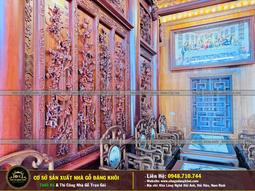 Nội Thất Nhà Gỗ 3 Gian Lim Nam Phi Tại Hải Hậu- Nhà Gỗ Đăng Khôi