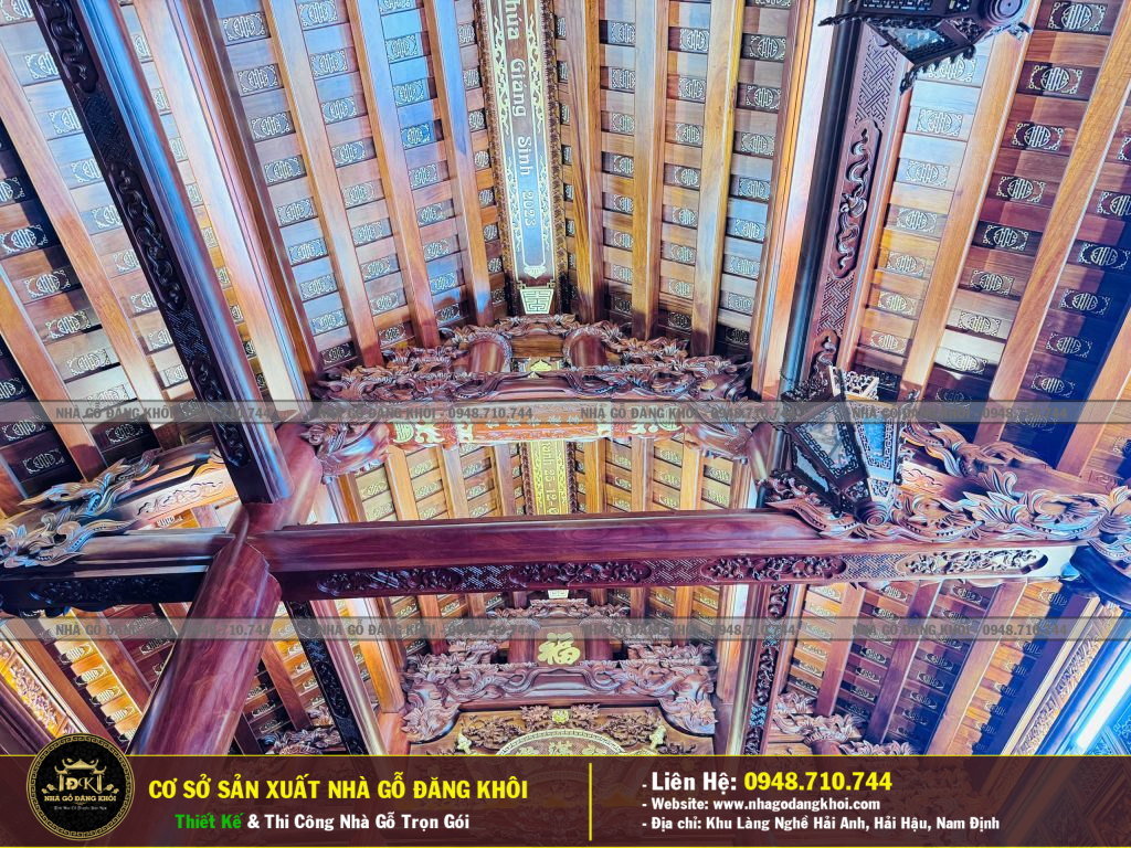 Nội Thất Nhà Gỗ 3 Gian Lim Nam Phi Tại Hải Hậu- Nhà Gỗ Đăng Khôi