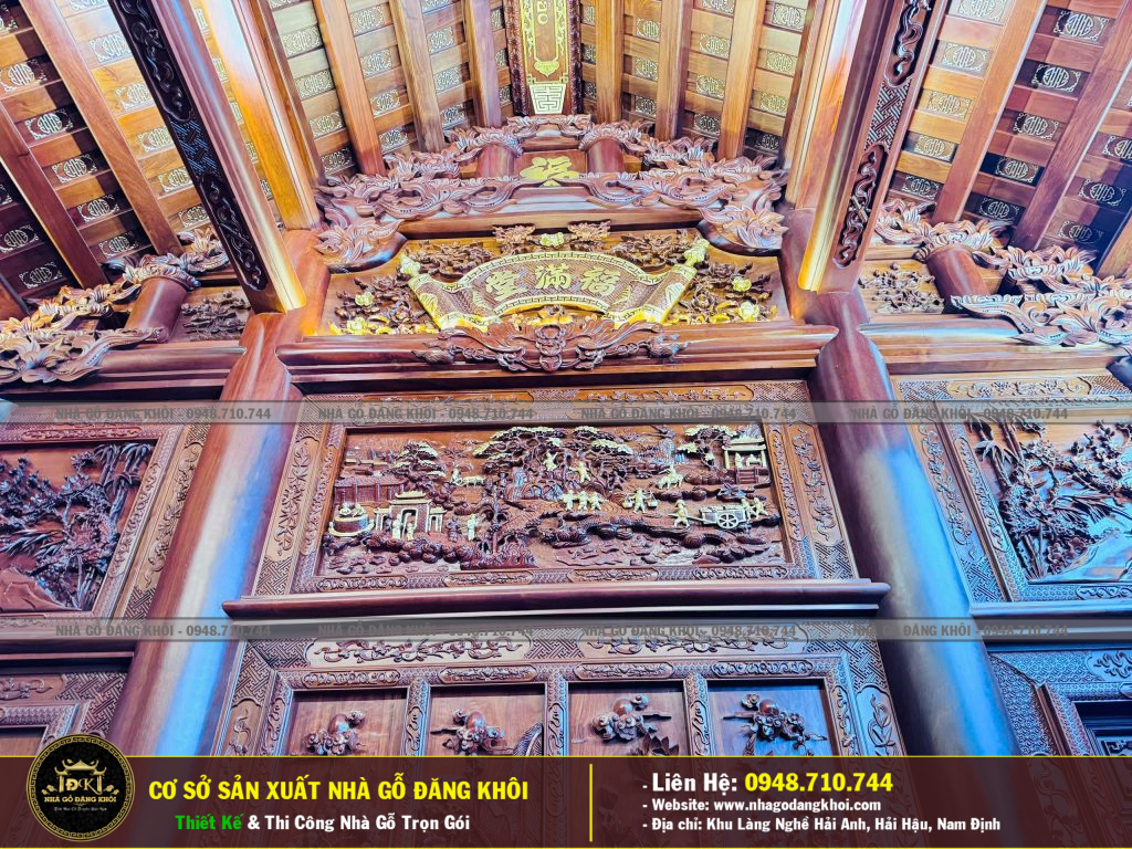 Nội Thất Nhà Gỗ 3 Gian Lim Nam Phi Tại Hải Hậu- Nhà Gỗ Đăng Khôi