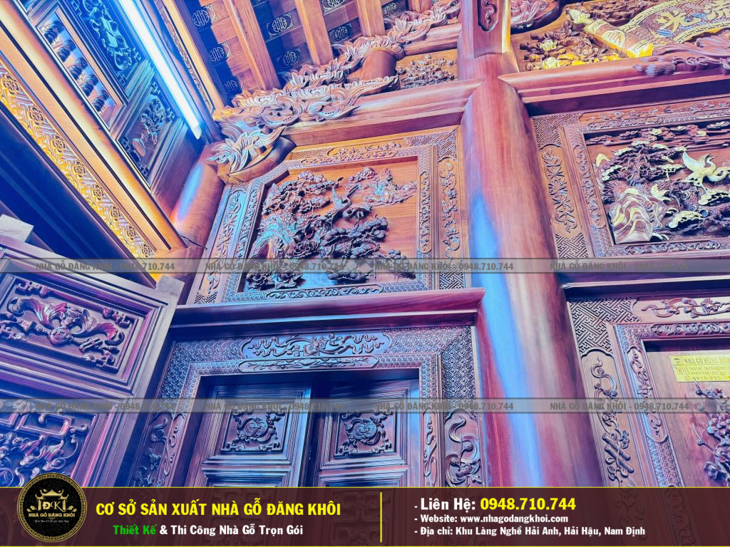 Nội Thất Nhà Gỗ 3 Gian Lim Nam Phi Tại Hải Hậu- Nhà Gỗ Đăng Khôi