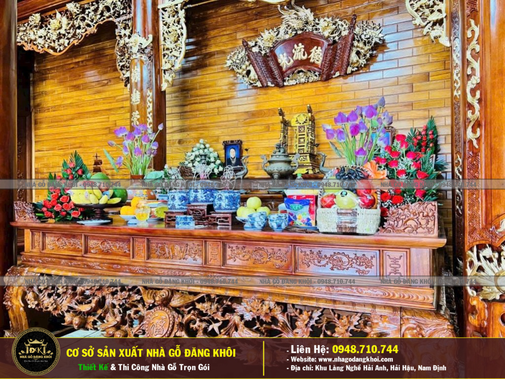 Nội Thất Nhà Gỗ 3 Gian 2 Chái Lim Lào Tại Quảng Ninh -Nhà GỖ Đăng Khôi
