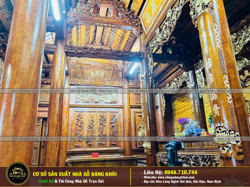Nội Thất Nhà Gỗ 3 Gian 2 Chái Lim Lào Tại Quảng Ninh -Nhà GỖ Đăng Khôi