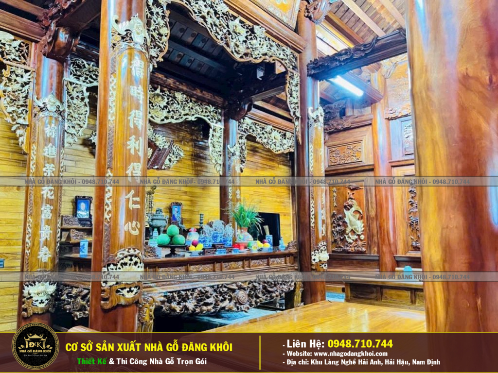 Nội Thất Nhà Gỗ 3 Gian 2 Chái Lim Lào Tại Quảng Ninh -Nhà GỖ Đăng Khôi