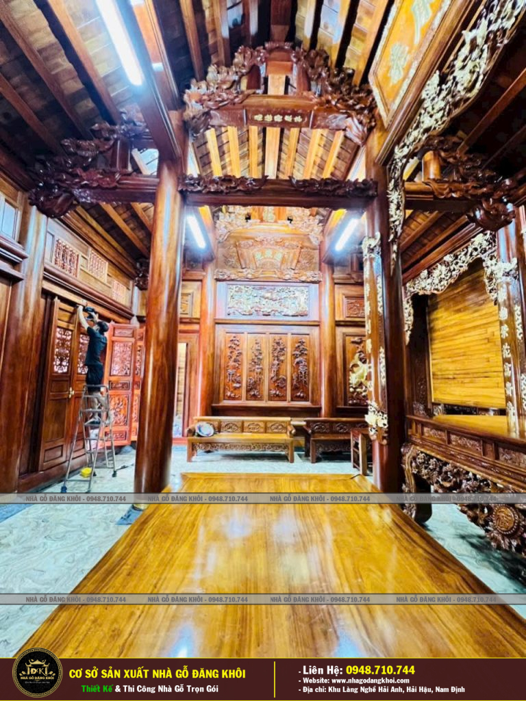 Nội Thất Nhà Gỗ 3 Gian 2 Chái Lim Lào Tại Quảng Ninh -Nhà GỖ Đăng Khôi