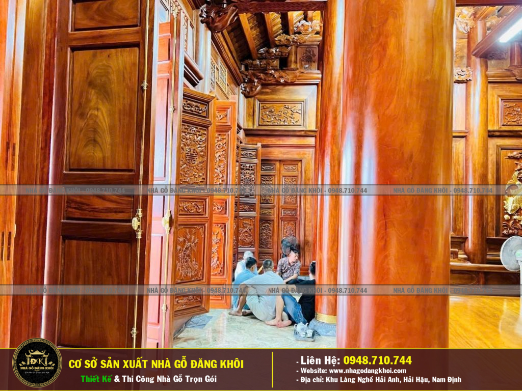 Nội Thất Nhà Gỗ 3 Gian 2 Chái Lim Lào Tại Quảng Ninh -Nhà GỖ Đăng Khôi